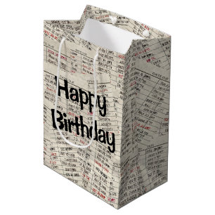 Old Library Cards for Birthday Medium Gift Bag