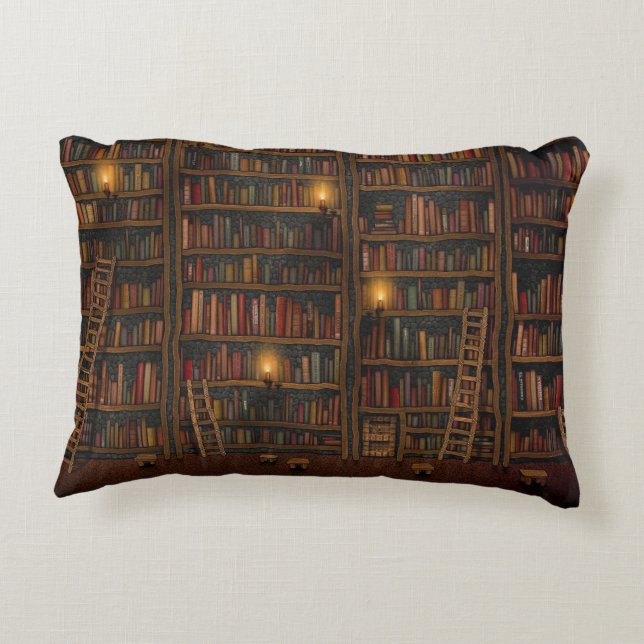 Old Library Reading Room Decorative Pillow (Back)