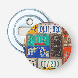 Old License Plate Collection Bottle Opener