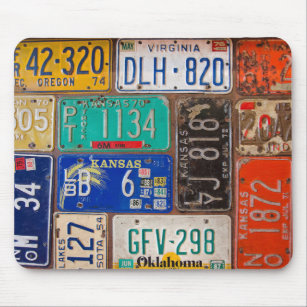 old license plate collection mouse pad