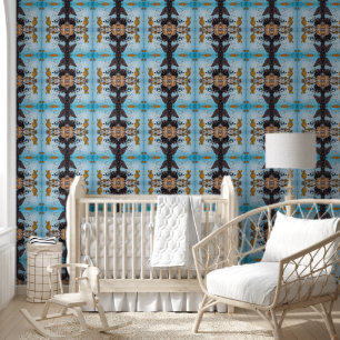 Old light blue and brown wall large