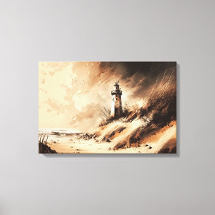 Old Lighthouse Fine Art Oil Painting Canvas Print