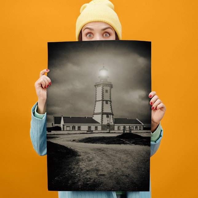 Old lighthouse on a storm night poster (Old lighthouse on a storm night. poster)