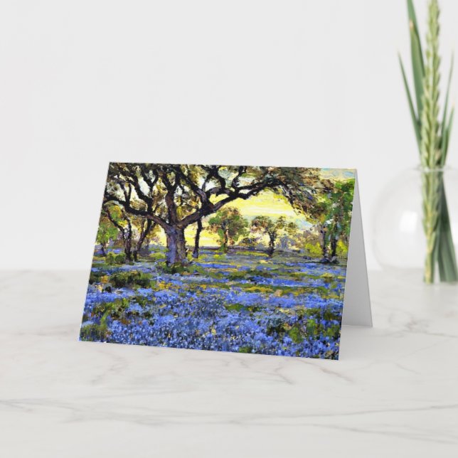 Old Live Oak Tree and Bluebonnets Card (Front)