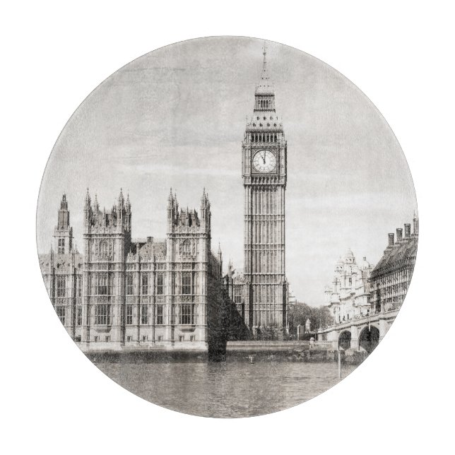 Old London, black and white. Cutting Board (Front)