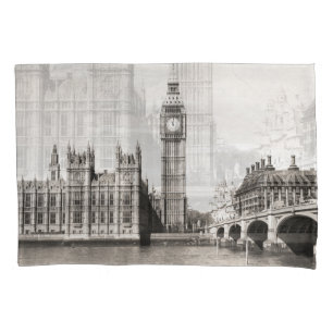 Old London, black and white. Pillowcase