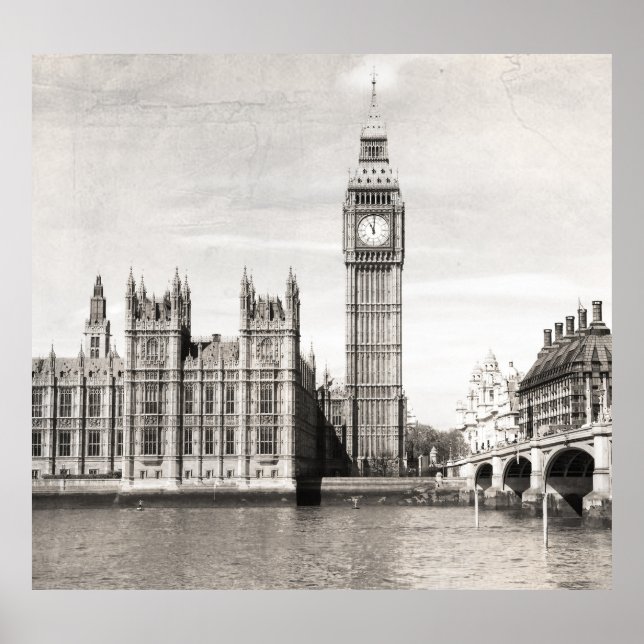 Old London, black and white. Poster (Front)