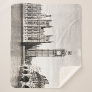 Old London, black and white. Sherpa Blanket