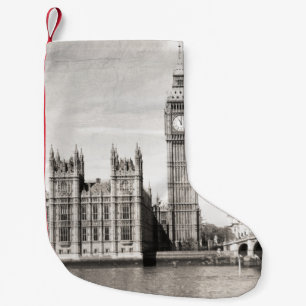 Old London, black and white. Small Christmas Stocking