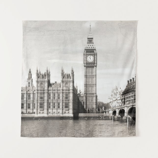 Old London, black and white. Tapestry (Front)