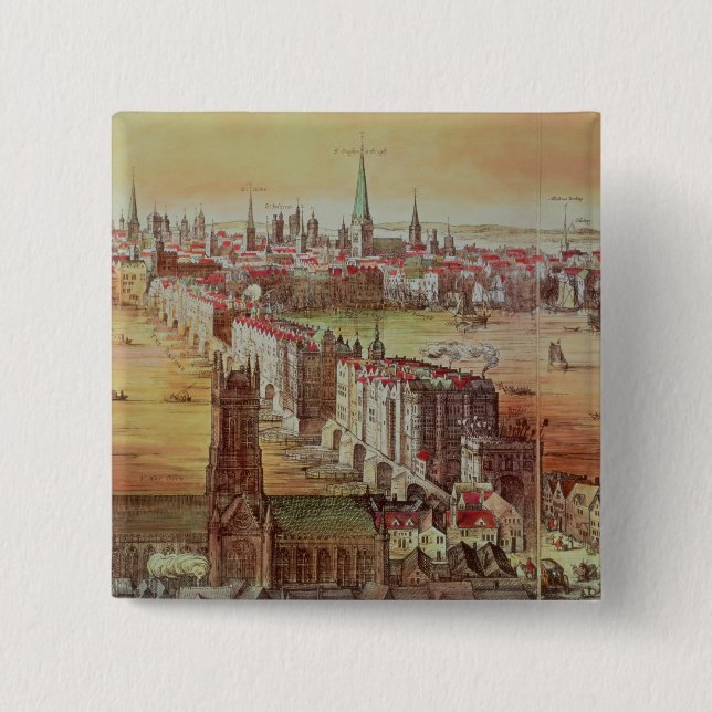 Old London Bridge 2 Inch Square Button (Front)