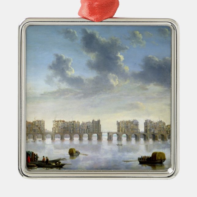 Old London Bridge (oil), c.1630 Metal Ornament (Front)