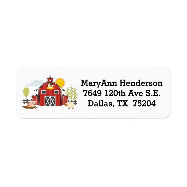 Old Macdonald Farm Barn Address Label (Front)