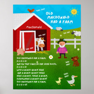 Old MacDonald Nursery Rhyme Classroom Poster