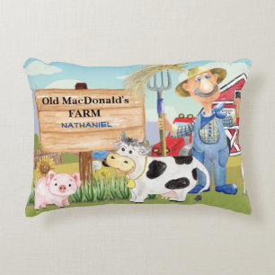 Old MacDonald's E-I-E-I-E-I-O Farm Monogram Accent Pillow