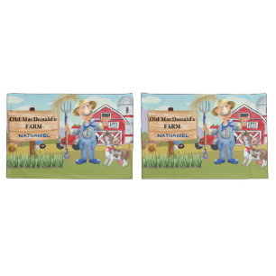 Old MacDonald's E-I-E-I-E-I-O Farm Monogram  Pillowcase