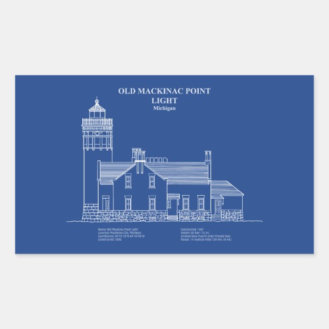 Old Mackinac Point Light - Michigan – AD Sticker (Front)