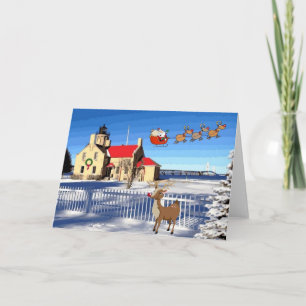 Old Mackinac Point Lighthouse Christmas Holiday Card