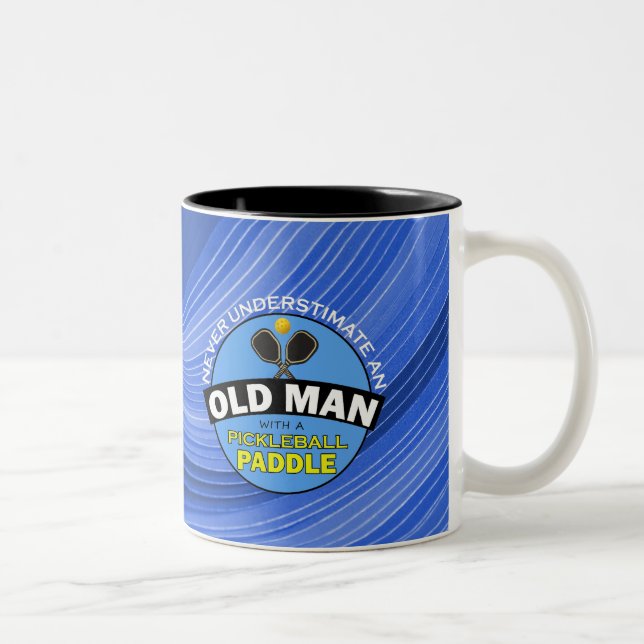 Old Man and Pickleball - personalize Two-Tone Coffee Mug (Right)