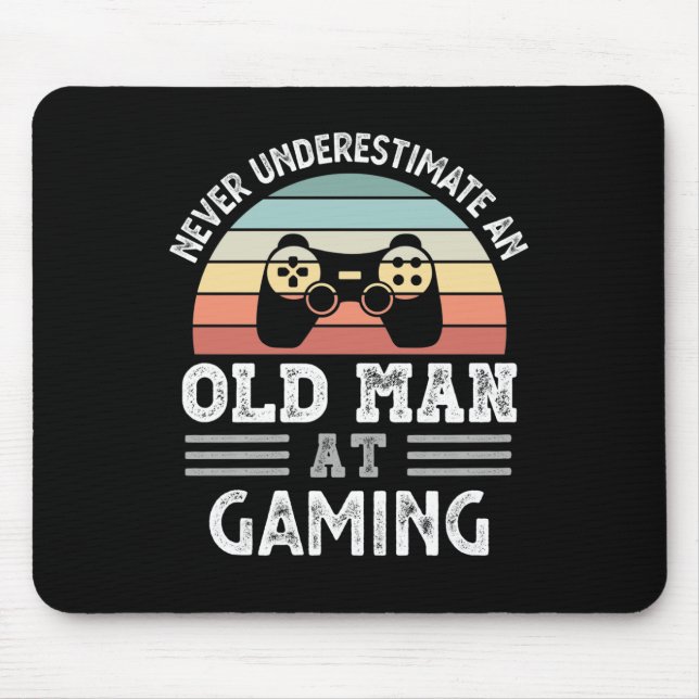 Old Man at Gaming Fathers Day Funny Gift Mouse Pad (Front)