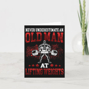 Old Man At Lifting Weights Workout Fitness Gym 1  Card