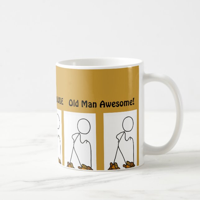 Old Man Awesome Hiker Dude Coffee Mug (Right)
