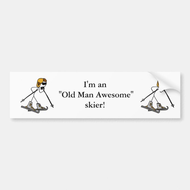 Old Man Awesome Skier Bumper Sticker (Front)