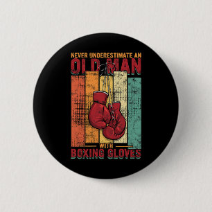 Old Man Boxing - Vintage  2 Inch Round Button