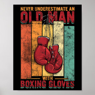 Old Man Boxing - Vintage Poster