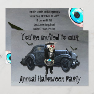 Old Man Car Smokey Road Halloween Party Invitation