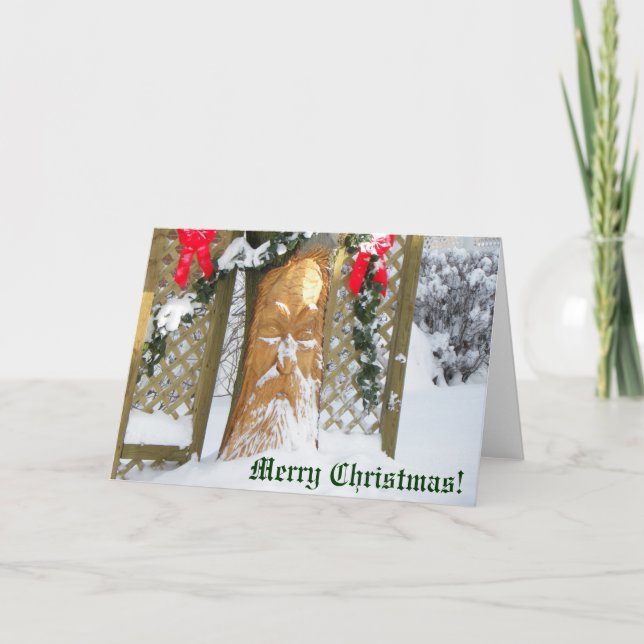 Old Man Christmas Tree Holiday Card (Front)