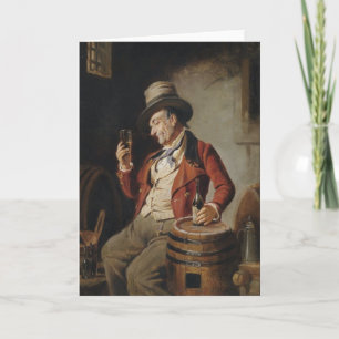 Old Man Drinking Beer Painting Card