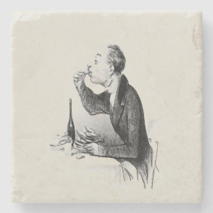 Old Man Eating Oysters Stone Coaster