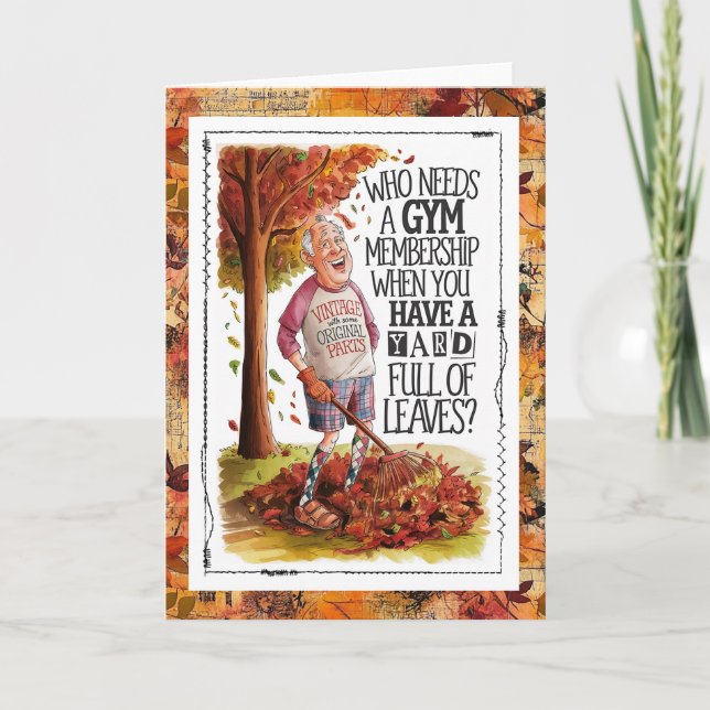 Old Man Fall Humor Health Fitness Card (Front)