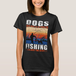 Old Man Fishing Dad Dogs T-Shirt
