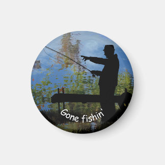 Old Man Fishing Retirement Magnet