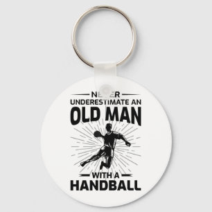 Old Man Handball Player Handballer Dad Grandpa Keychain