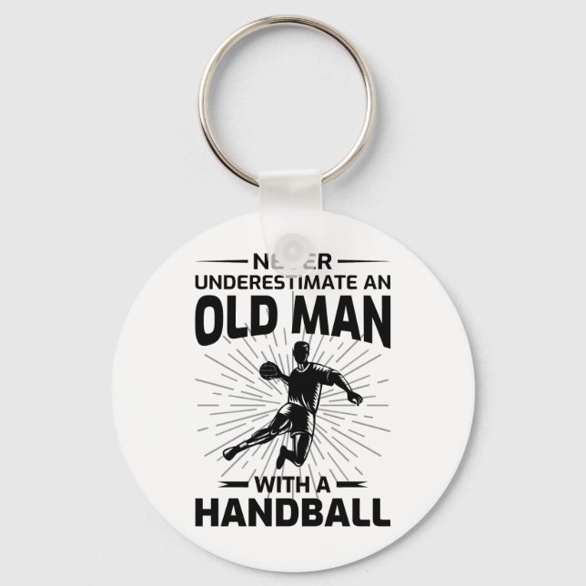Old Man Handball Player Handballer Dad Grandpa Keychain (Front)