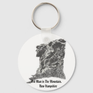Old Man in The Mountain, NH- Artist's Pen Sketch Keychain