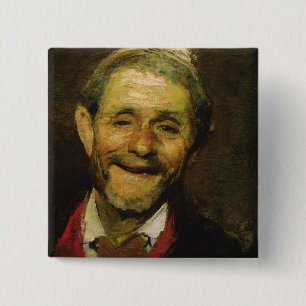 Old Man Laughing, 1881 2 Inch Square Button