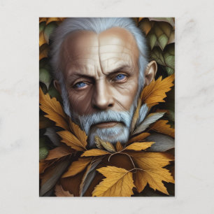 Old Man of Autumn Leaves Digital Art   Postcard
