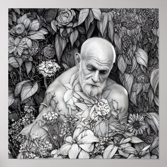 Old Man Of Plants And Flowers Digital Art Poster (Front)