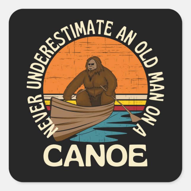 Old Man On A Canoe   Big Foot Square Sticker (Front)