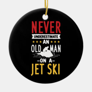 Old Man On A Jet Ski Ceramic Ornament