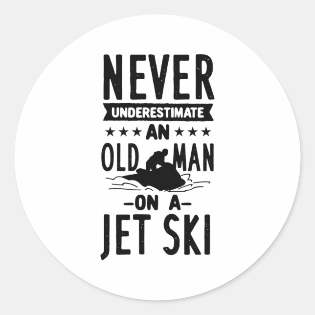Old Man On A Jet Ski  Classic Round Sticker (Front)