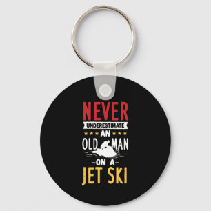 Old Man On A Jet Ski Keychain