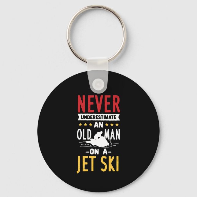 Old Man On A Jet Ski Keychain (Front)