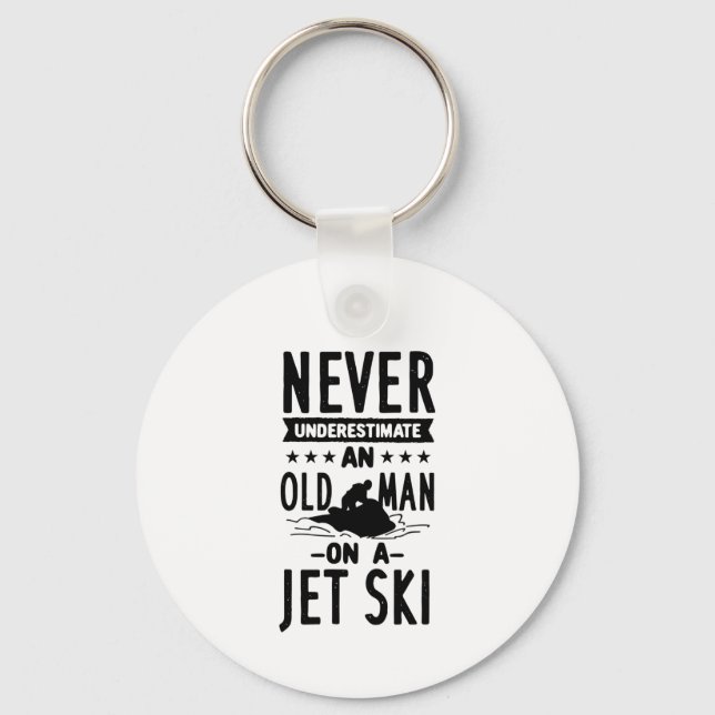 Old Man On A Jet Ski   Keychain (Front)