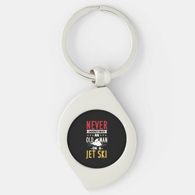Old Man On A Jet Ski Keychain (Front)