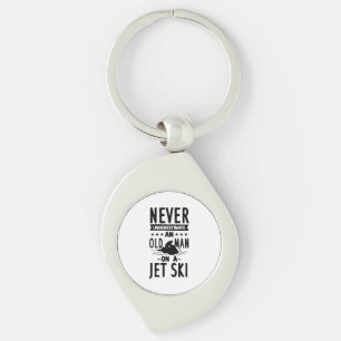 Old Man On A Jet Ski  Keychain